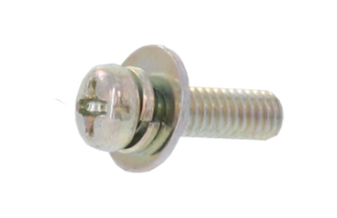 鉄(+)トツプラ ナベ頭セムス小ねじ P＝3 (バネ座 +JIS平座 組込)(ねじ締め不良防止機能)